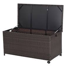 H Brown Pe Rattan Steel Deck Box