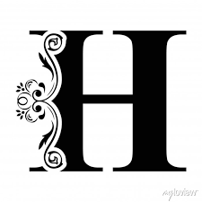 Letter H Black Flower Alphabet