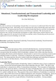 situational transformational and transactional leadership and 