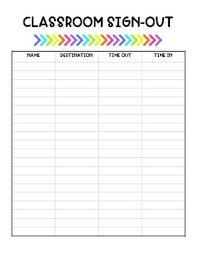 Classroom Sign Out Sheets 2 Options