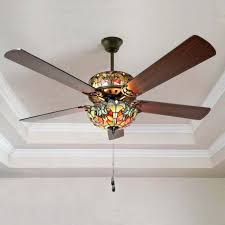 A ceiling fan with lights brings superior lighting and improved airflow to any room in your home. Tiffany Style Ceiling Fan Stained Glass Antique Vintage Red Mulitcolor Lamp For Sale Online Ebay