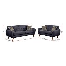 Simple Relax Bobkona 2 Piece Polyfiber Top Sofa And Loveseat Set With Removeable Cushions In Ash Black