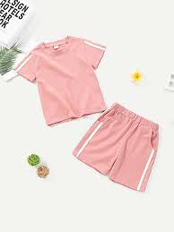 Toddler Girls Contrast Tape Tee With Shorts