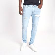 Fashion Ripped Jeans Mens Skinny Likable Light Blue Danny
