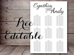Free Stylish Wedding Seating Chart Printable Bride Bows