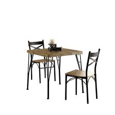 This kitchen table set gives 6 attractive dining room chairs and an impressive dining room table. Benzara Industrial Style 3 Piece Brown And Black Wooden Dining Table Set Bm119853 The Home Depot