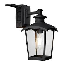 Home Luminaire 31703 Spence 1 Light Outdoor Wall Lantern With Seeded Glass And Built In Gfci S Black