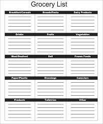 Free Printable Blank Shopping List Template Grocery