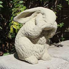 concrete vintage bashful bunny statue