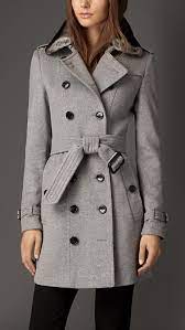 Wool Cashmere Trench Coat With Rabbit