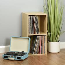 oak vinyl record lp storage unit