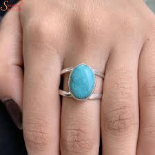 oval turquoise ring firoza stone ring