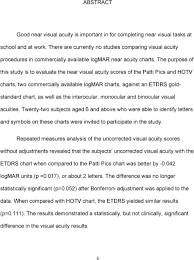 Study Of Near Visual Acuity Procedures A Thesis Presented