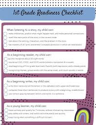 a free first grade readiness checklist