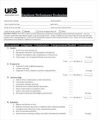 Employee Performance Evaluation Sample Template Performance