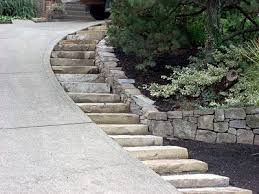 Single Stone Steps By Steep Driveway My