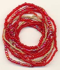 8 Red Gold Glass Bead Elastic