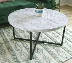 Marble Look Round Coffee Table Modern