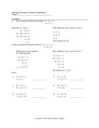 Solving System Of Equations Practice
