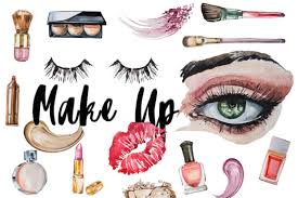 watercolor makeup clipart set grafik