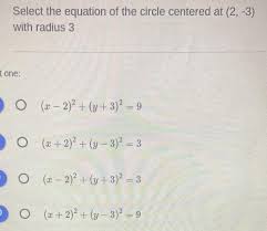 Select The Equation Of The Circle