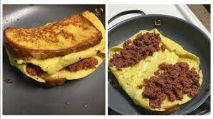 one pan egg canned corned beef toast