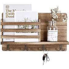 Wall Mounted Mail Holder Wooden Sorter