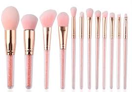 12 rose gold diamond makeup brushes