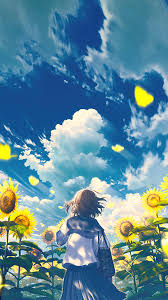 anime sun flower scenery