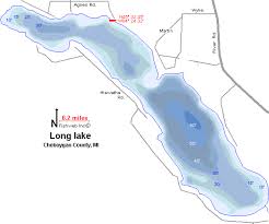 Long Lake Map Cheboygan County Michigan Fishing Michigan
