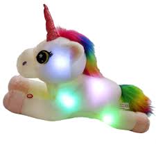 Bstaofy Light Up Unicorn Stuffed Animals Glow Plush Toys With Rainbow Hair Led Night Lights Gifts For Kids On Christmas Birthday Festival Occasions 16 Inch White