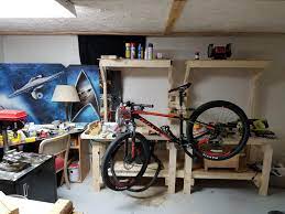 This frugal project goes together quickly and will help you to make adjustments to your bike. I Built A Workbench With A Bike Repair Stand It S Pretty Crude But Functional Woodworking
