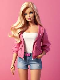 cute barbie doll blond outfit pink
