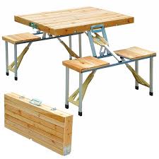 Add this portable travel picnic table from outsunny to your family's collection to make setup, transport, and storage a breeze. 33 Inch Portable Wooden Camp Table Foldable Outdoor Picnic Table With 4 Person Seats Chairs And Umbrella Hole For Camping Barbecue Travel Hiking Garden Patio Yard Walmart Com Walmart Com