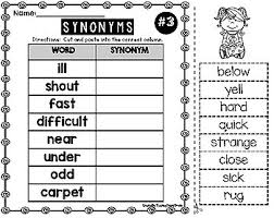synonyms worksheets teaching second grade