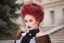 y woman with gothic makeup and red