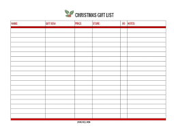 Free Christmas Gift List Printable And Online Versions