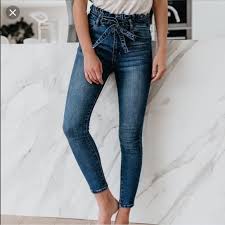 Cest Toi Paperbag High Rise Skinny Jeans Boutique