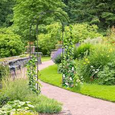 7 5 Feet Metal Garden Arch For Climbing Plants And Outdoor Garden Decor Black Costway