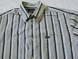 Faconnable Button Down Dress Shirt Stripped Mens Size M Blue