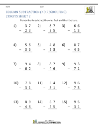 Two digit subtraction without regrouping worksheet 2 3 4 common core state standards. 2 Digit Subtraction Worksheets