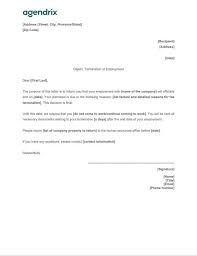 free termination letter template agendrix