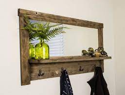 Rustic Entry Mirror Wall Mounted Coat