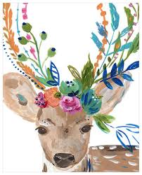 Boho Deer Canvas Wall Art Greenbox