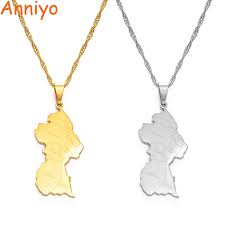 anniyo guyana map city pendant necklace