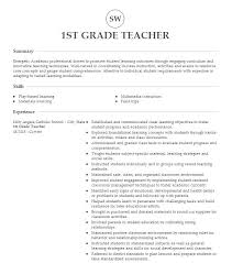 1st grade teacher resume exle