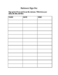 Bathroom Sign Out Sheet Worksheets Teaching Resources Tpt