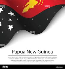 waving flag of papua new guinea on