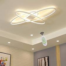 Amazon Com Living Room Led Ceiling Lights Dimmable Light Fixtures Ceiling Flush Mount With Remote Control Ceiling Lighting Modern Chic Oval Design Chandelier For Bedroom Dining Room Kitchen Lamp White Home Improvement