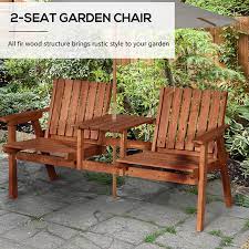 Outdoor Patio Wooden Double Chair